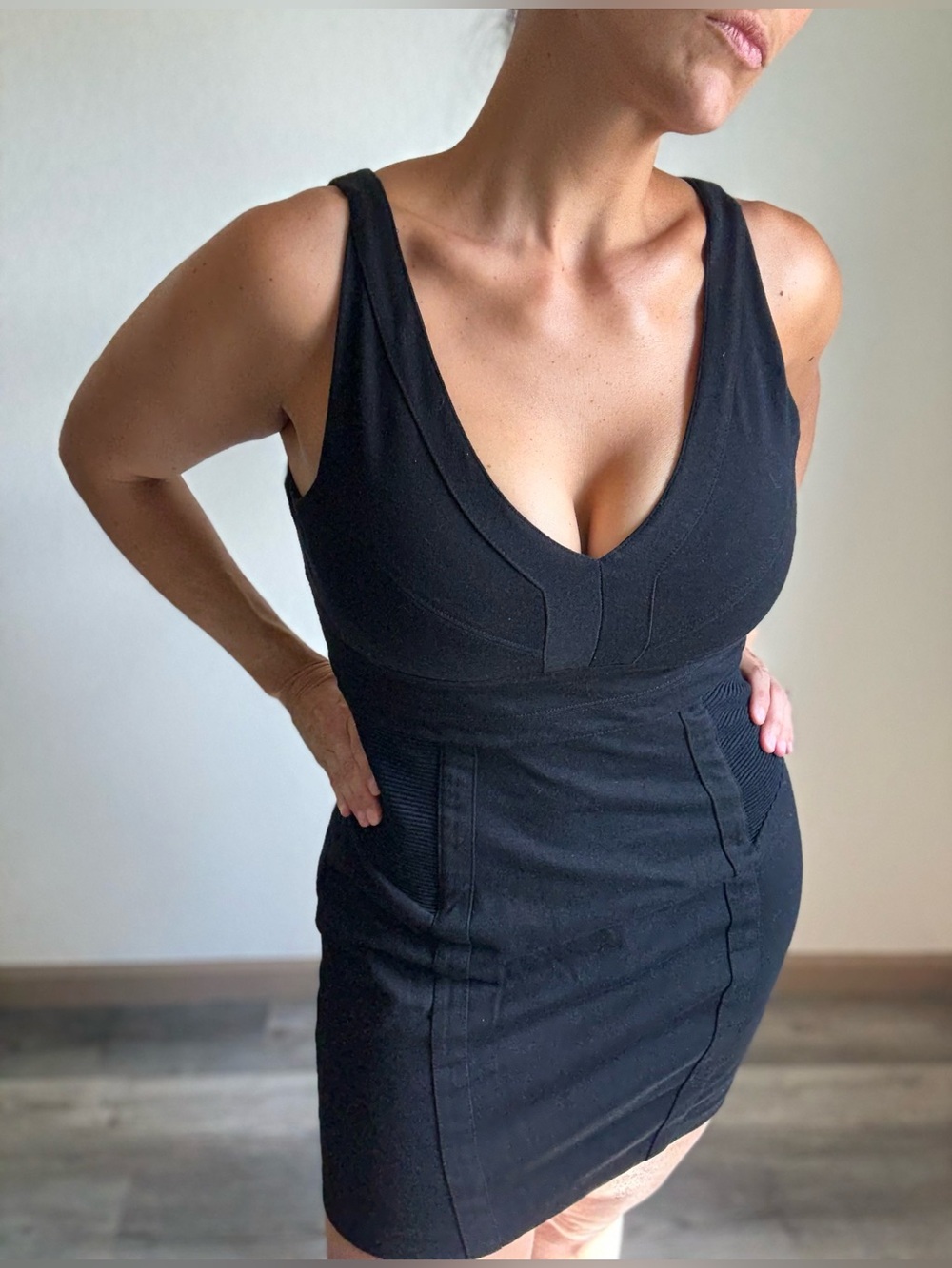 Express Little Black Dress Flattering Ribbed Party Going Out Medium